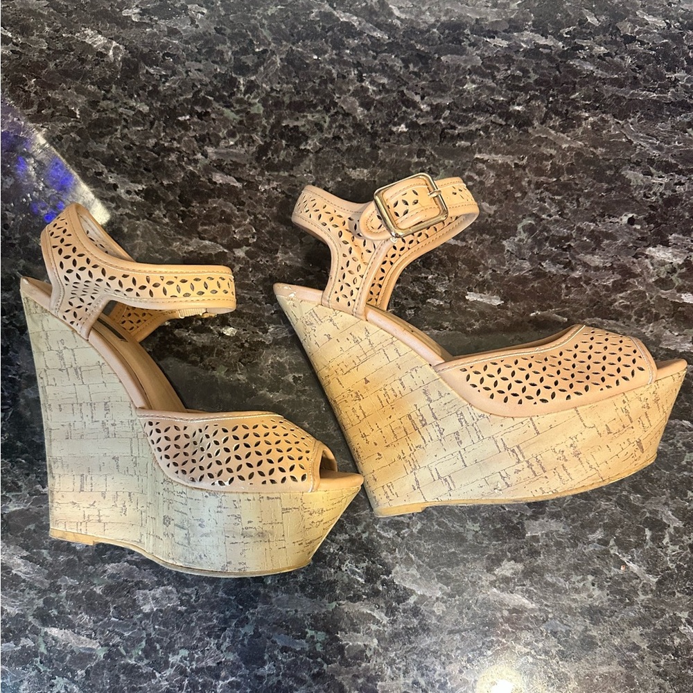 Forever 21 Wedge Cork Platfrom Heels 8